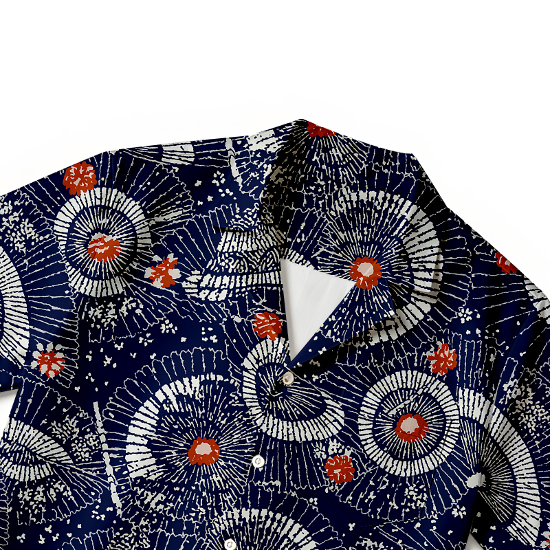 Modecanvas Japanese Retro Folding Fan Hawaiian Shirt-modecanvas
