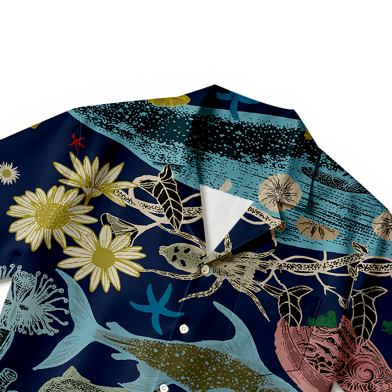 Modecanvas Marine Species Hawaiian Shirt-modecanvas