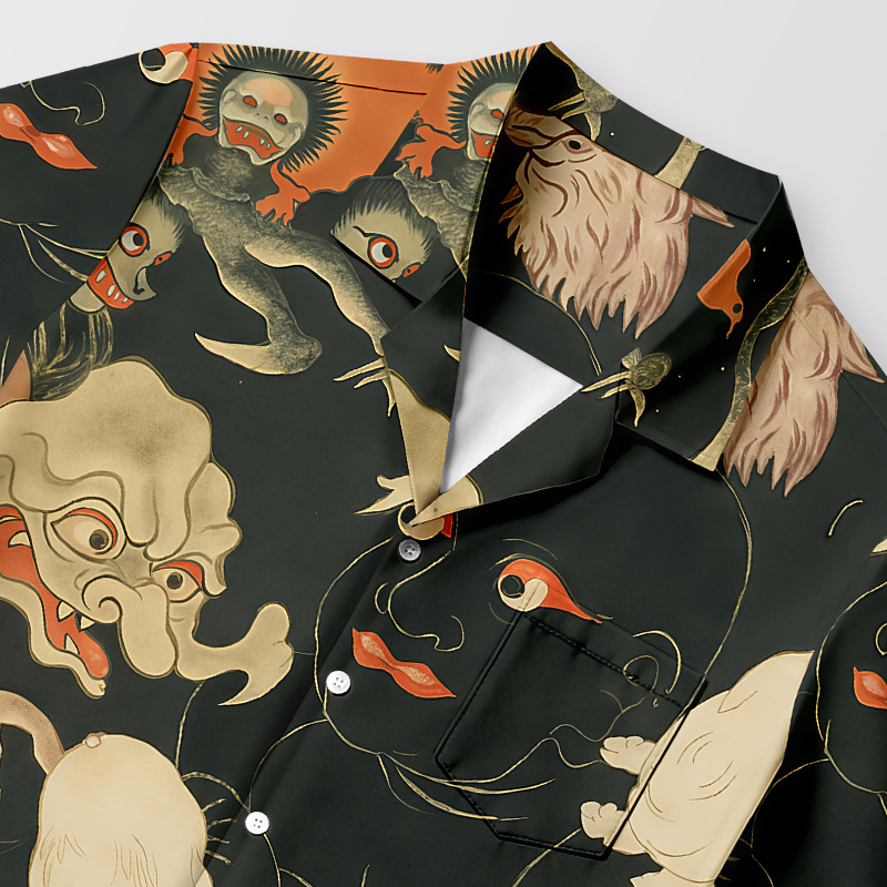 Modecanvas Yokai Encyclopedia Hawaiian Shirt
