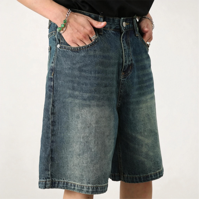 Modecanvas Classic Retro Blue Denim Short