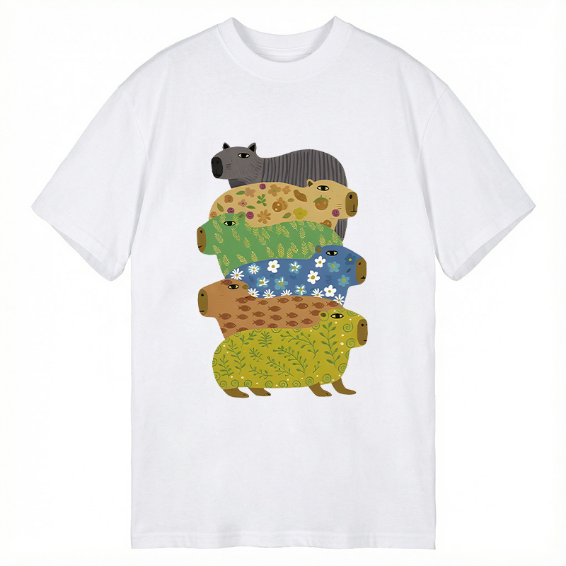 Modecanvas Colorful Capybaras DTG Printing Classic T-Shirt-modecanvas