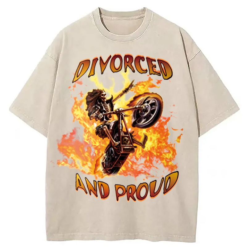 Modecanvas Divorced And Proud DTG Printing Washed T-Shirt