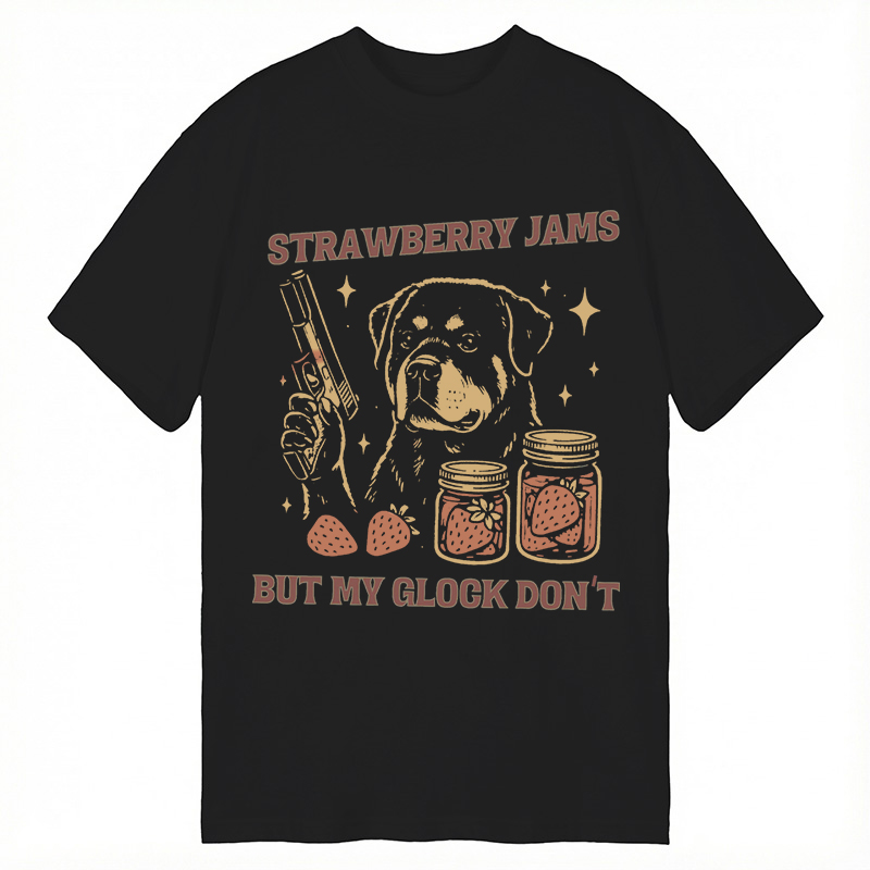Modecanvas Strawberry Jams Dog DTG Printing Classic T-Shirt-modecanvas