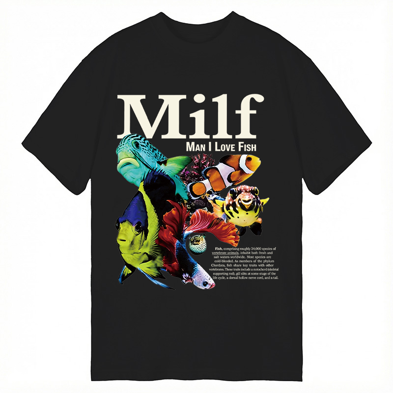 Modecanvas Man I Love Fish Vintage Meme DTG Printing Classic T-Shirt-modecanvas