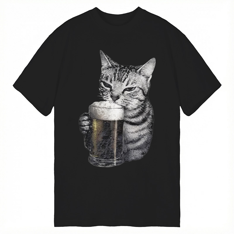 Modecanvas Cheers With The Cat DTG Printing Classic T-Shirt-modecanvas