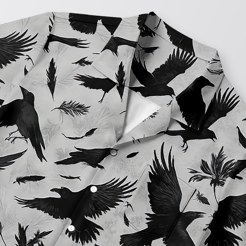 Modecanvas Crows Amongst Blossom Hawaiian Shirt