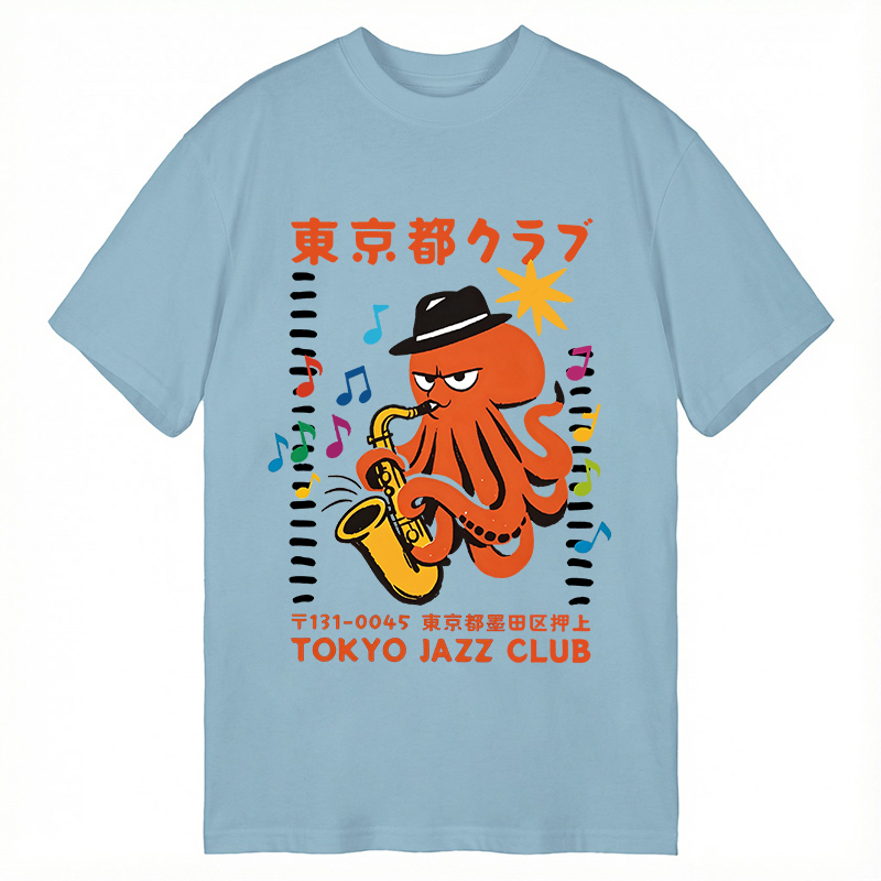 Modecanvas Japanese Octopus In Band DTG Printing Classic T-Shirt-modecanvas