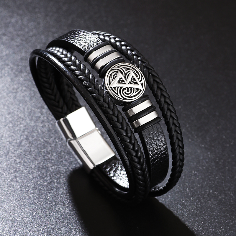 Modecanvas Multi-layered Braided Leather Bracelet-modecanvas