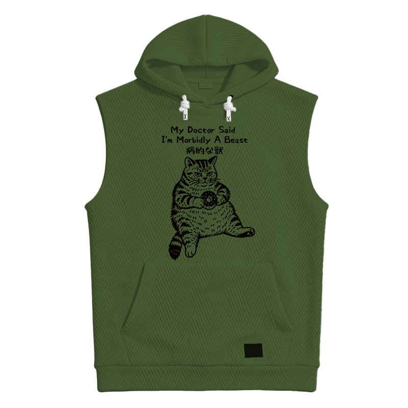 Modecanvas Lazy Fat Cat Hooded Tank