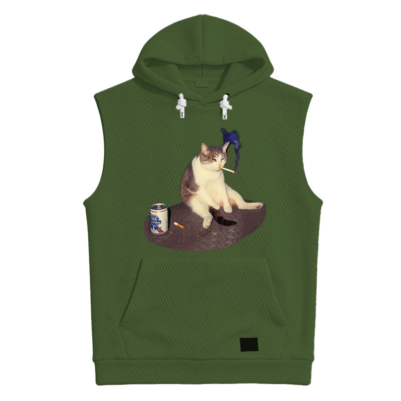 Modecanvas Custom Cat Smoking Meme Hooded Tank