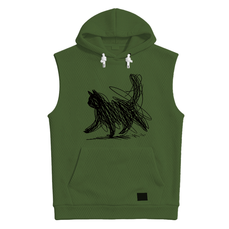 Modecanvas Minimalist Cat Art Hooded Tank