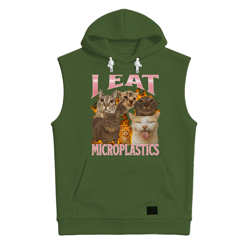 Modecanvas I Eat Microplastics Funny Cat Meme Hooded Tank