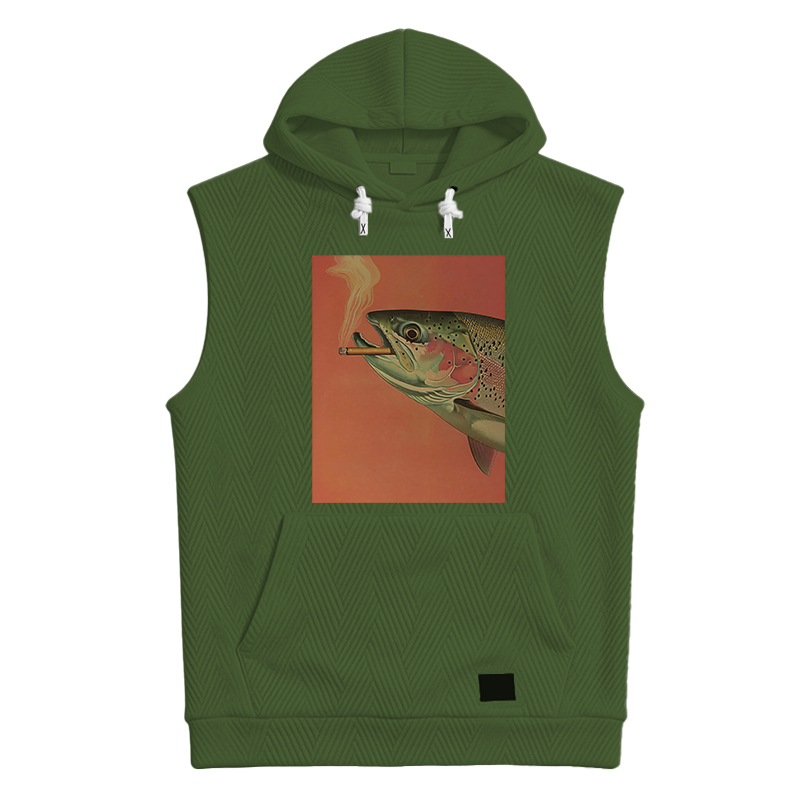 Modecanvas Trout Smoking A Cigarette Hooded Tank