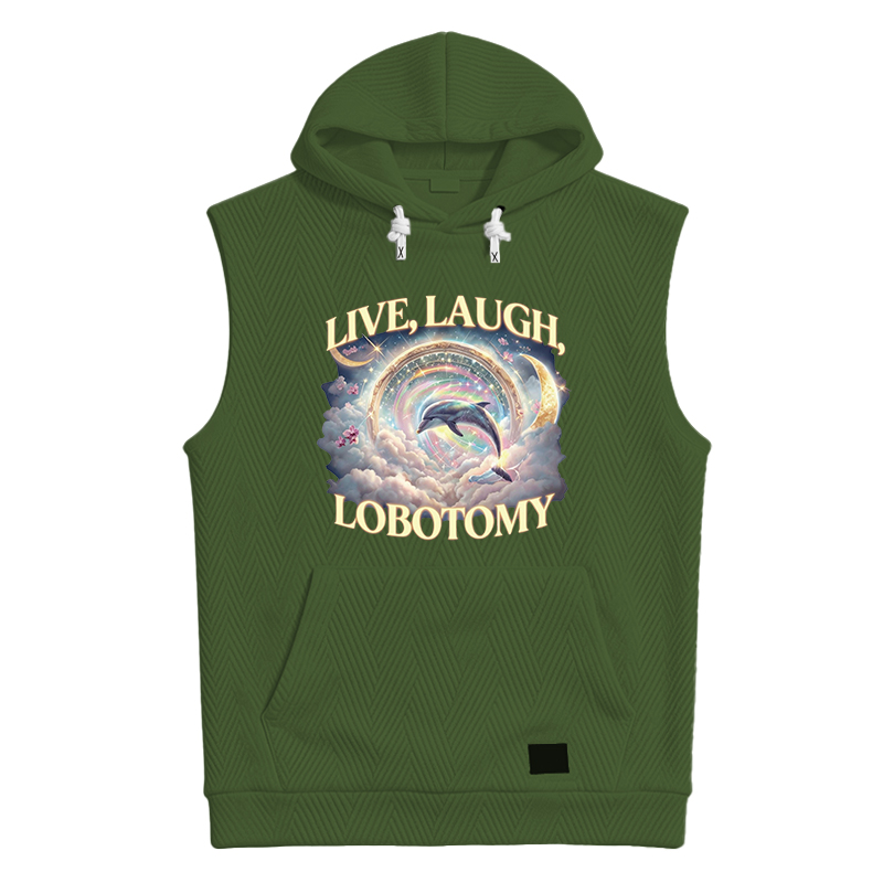 Modecanvas Live Laugh Lobotomy Funny Dolphin Meme Hooded Tank