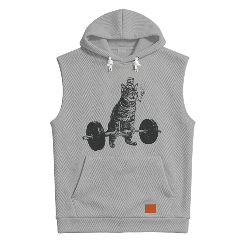 Modecanvas Funny Deadlift Cat Hooded Tank