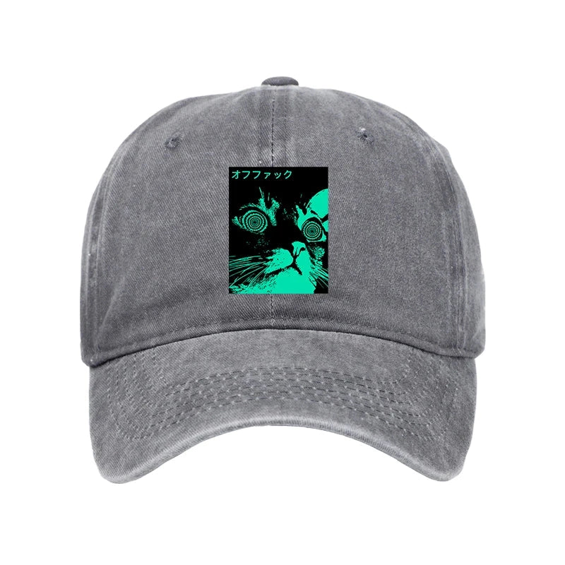 Modecanvas Cool Cat Japanese Washed Cap-modecanvas