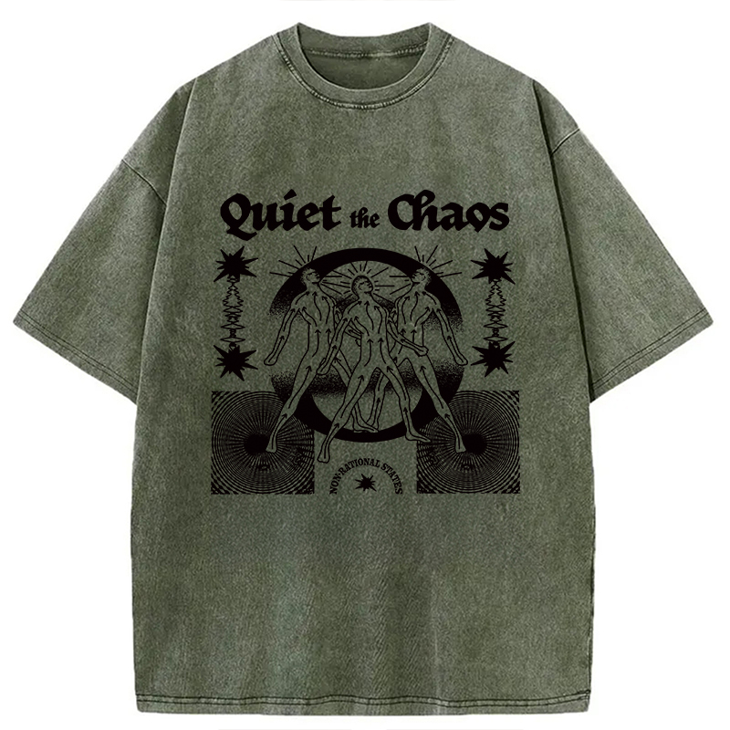 Modecanvas Quiet And Chaos DTG Printing Washed T-Shirt