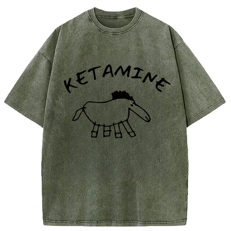 Modecanvas Ketamine Child Drawing DTG Printing Washed T-Shirt