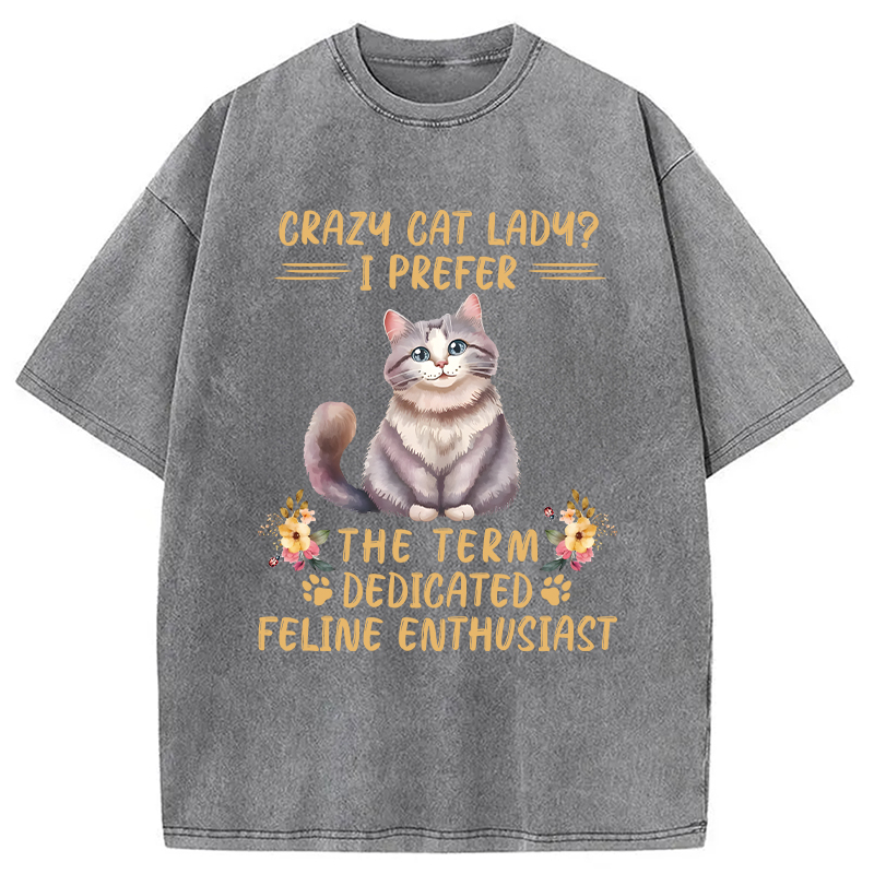 Modecanvas Funny Sarcastic Cat Lady DTG Printing Washed T-Shirt