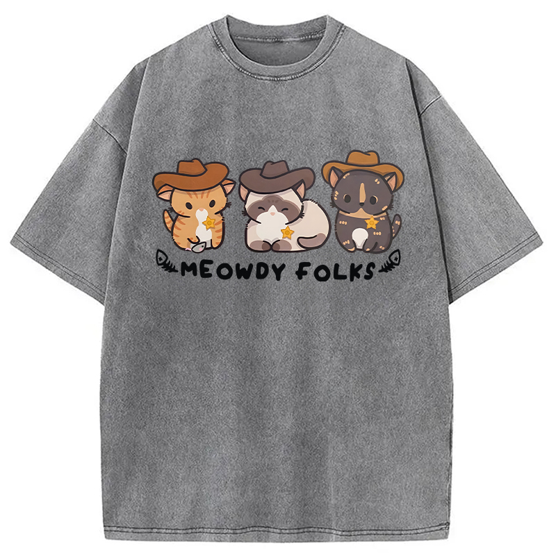Modecanvas Meowdy Folks DTG Printing Washed T-Shirt