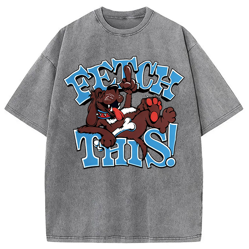 Modecanvas Vintage 90s Fetch Dog DTG Printing Washed T-Shirt