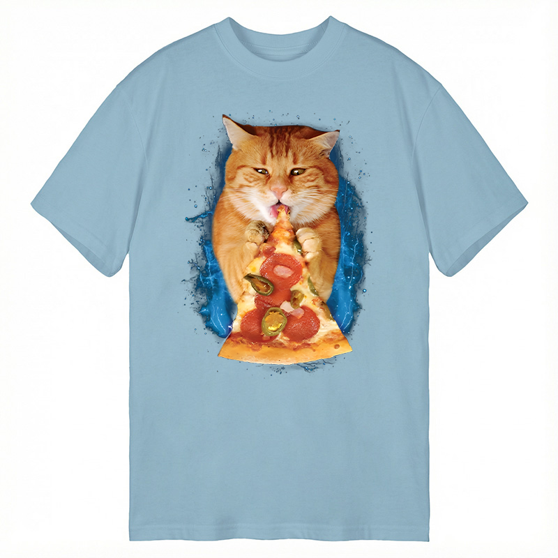 Modecanvas Pizza Cat DTG Printing Classic T-Shirt-modecanvas