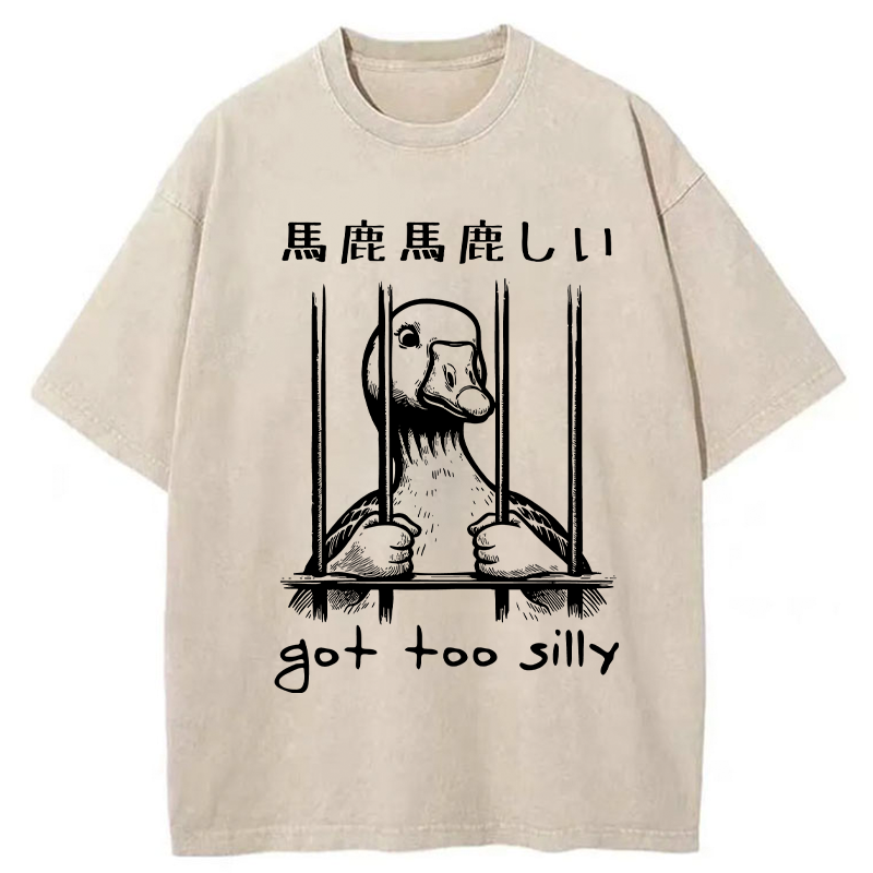 Modecanvas Got Too Silly Washed T-Shirt-modecanvas