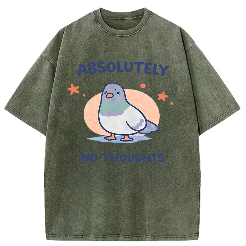 Modecanvas Absolutely No Thoughts DTG Printing Washed T-Shirt