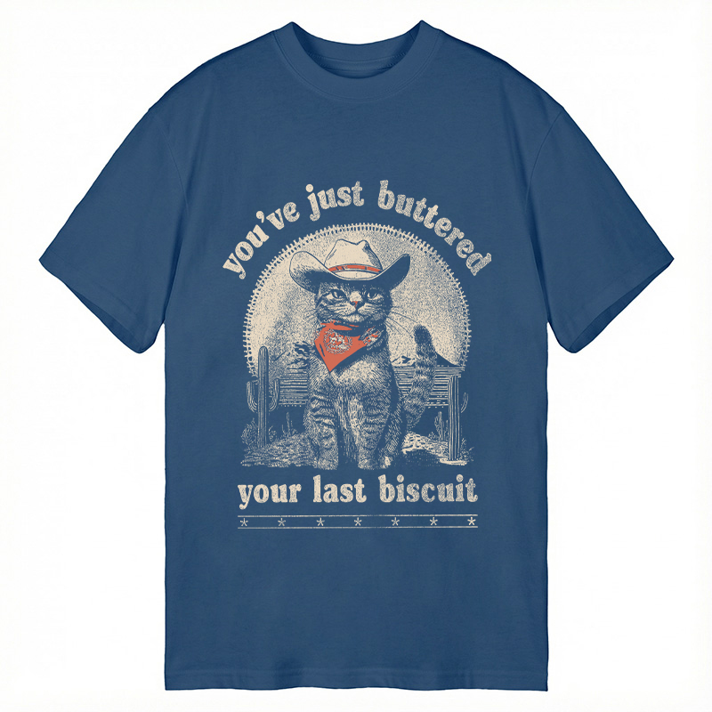Modecanvas Western Cowboy Cat DTG Printing Classic T-Shirt-modecanvas