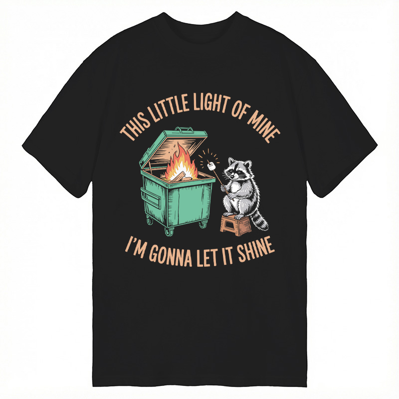Modecanvas Funny Dumpster Fire Raccoon DTG Printing Classic T-Shirt-modecanvas