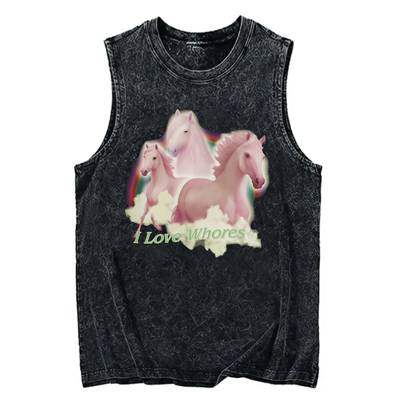Modecanvas I Love Whores DTG Printing Washed Tank-modecanvas