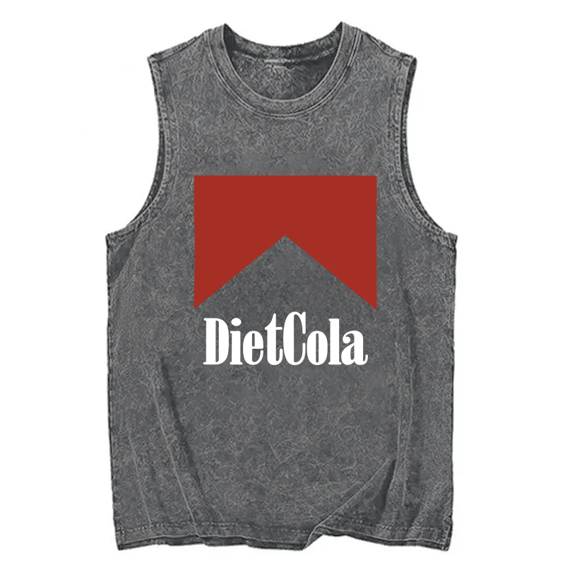 Modecanvas Diet Cola DTG Printing Washed Tank-modecanvas