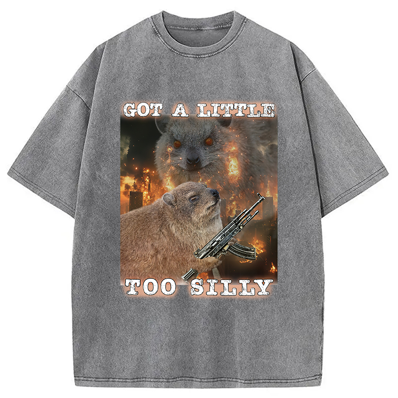 Modecanvas Got A Little Too Silly Rock Hyrax Washed T-Shirt