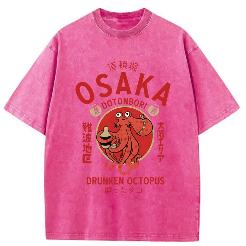 Modecanvas Drunken Octopus Japan Washed T-Shirt-modecanvas