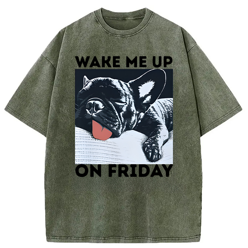 Modecanvas Wake Me Up On Friday DTG Printing Washed T-Shirt