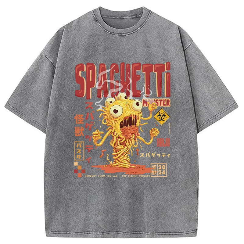 Modecanvas Monster Spaghetti Japanese Retro Tokyo Washed T-Shirt