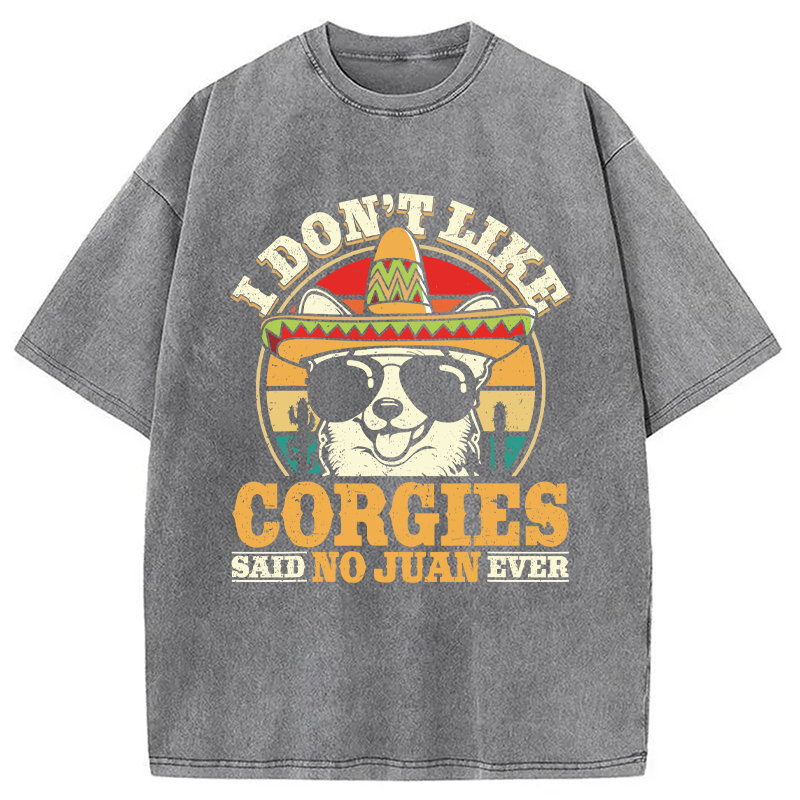 Modecanvas Mexican Corgi Dog DTG Printing Washed T-Shirt