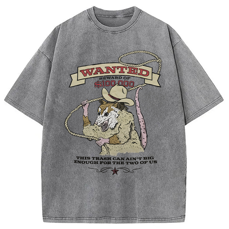 Modecanvas Wanted Cowboy Opossum DTG Printing Washed T-Shirt
