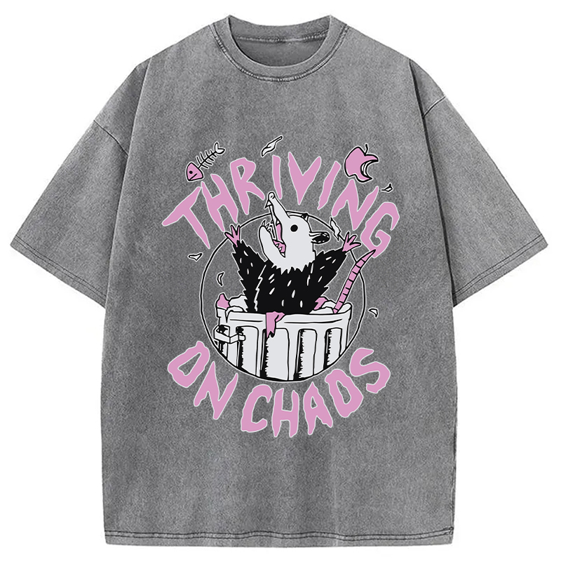 Modecanvas Thriving On Chaos Angry Possum DTG Printing Washed T-Shirt