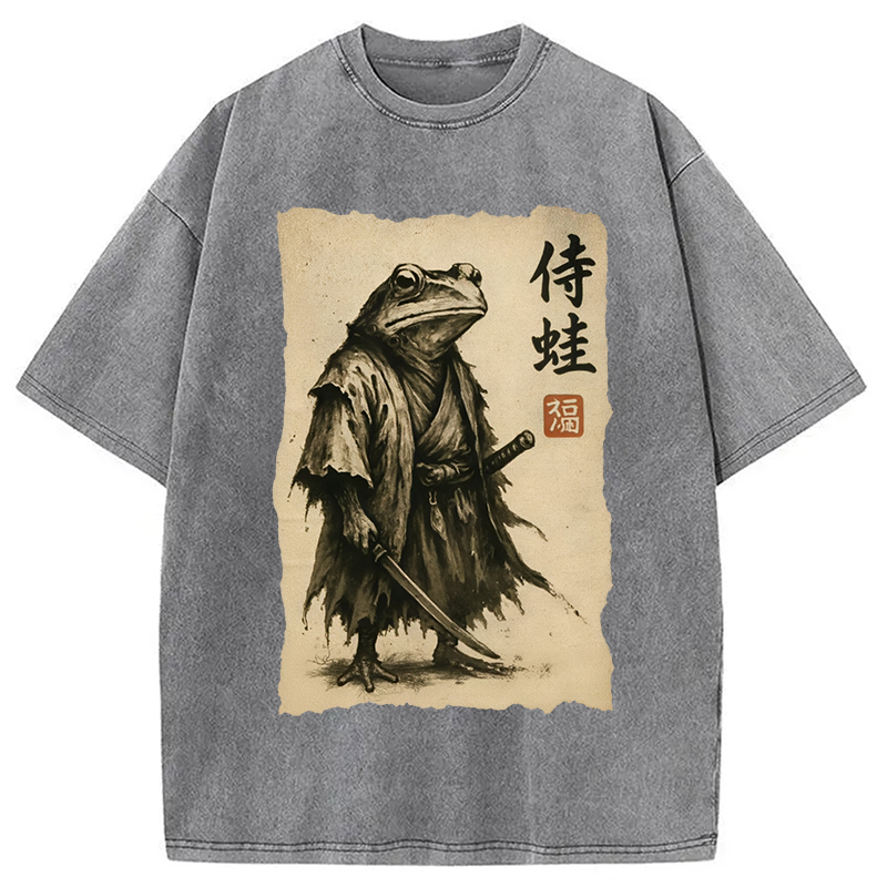 Modecanvas Samurai Frog Washed T-Shirt