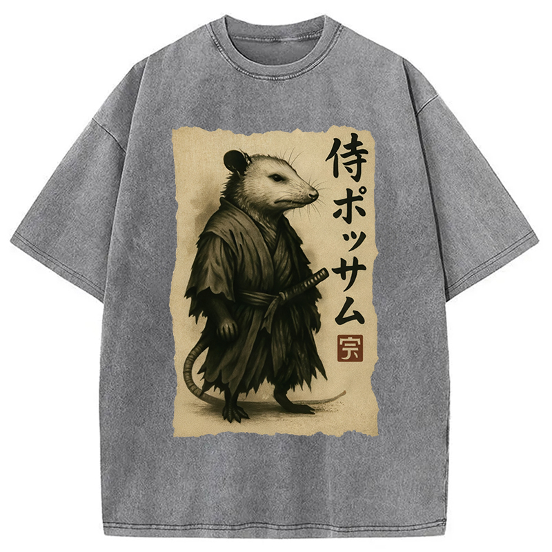 Modecanvas Samurai Opossum Washed T-Shirt