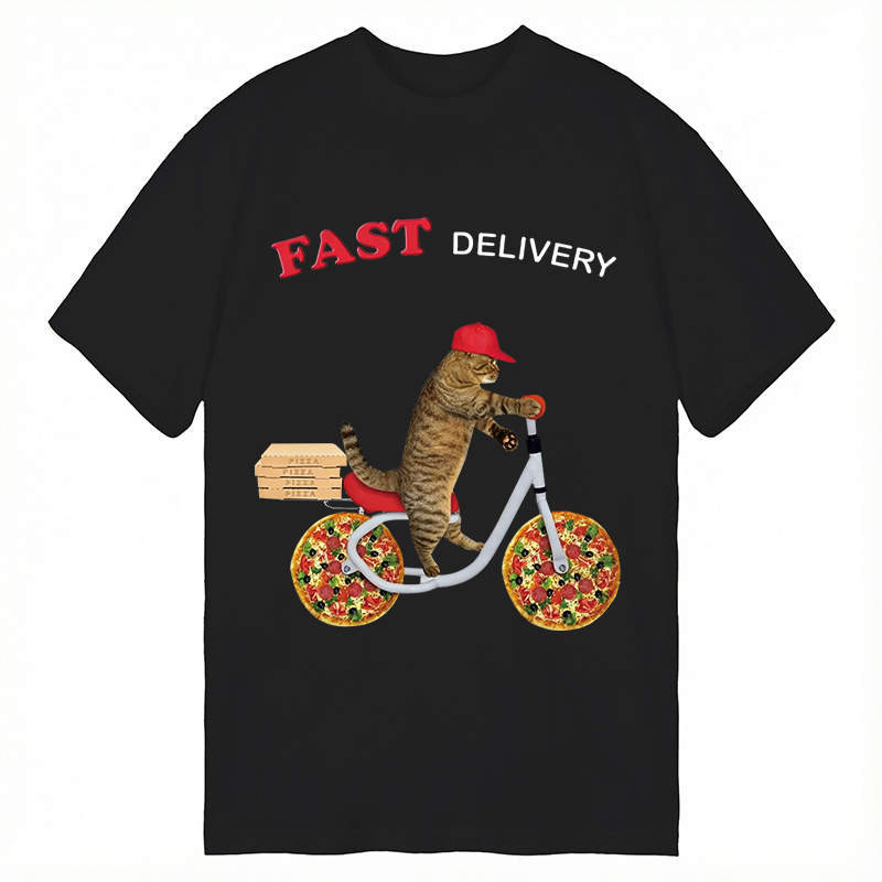 Modecanvas Cat Delivery Food DTG Printing Classic T-Shirt-modecanvas