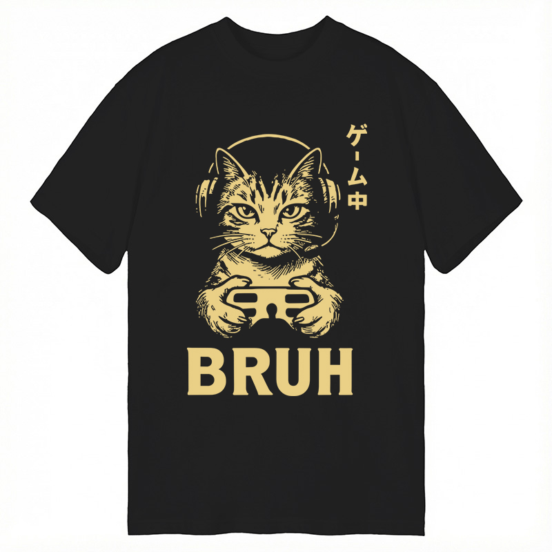 Modecanvas Bruh Gamer Cat DTG Printing Classic T-Shirt-modecanvas