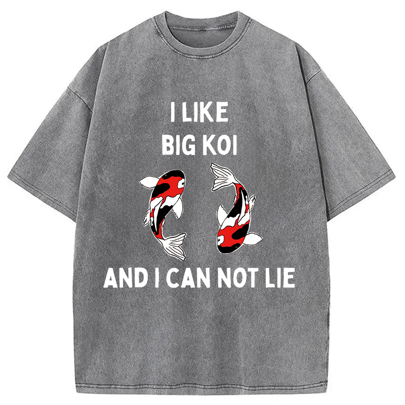 Modecanvas Vintage Koi Fish I Like Big Koi Washed T-Shirt