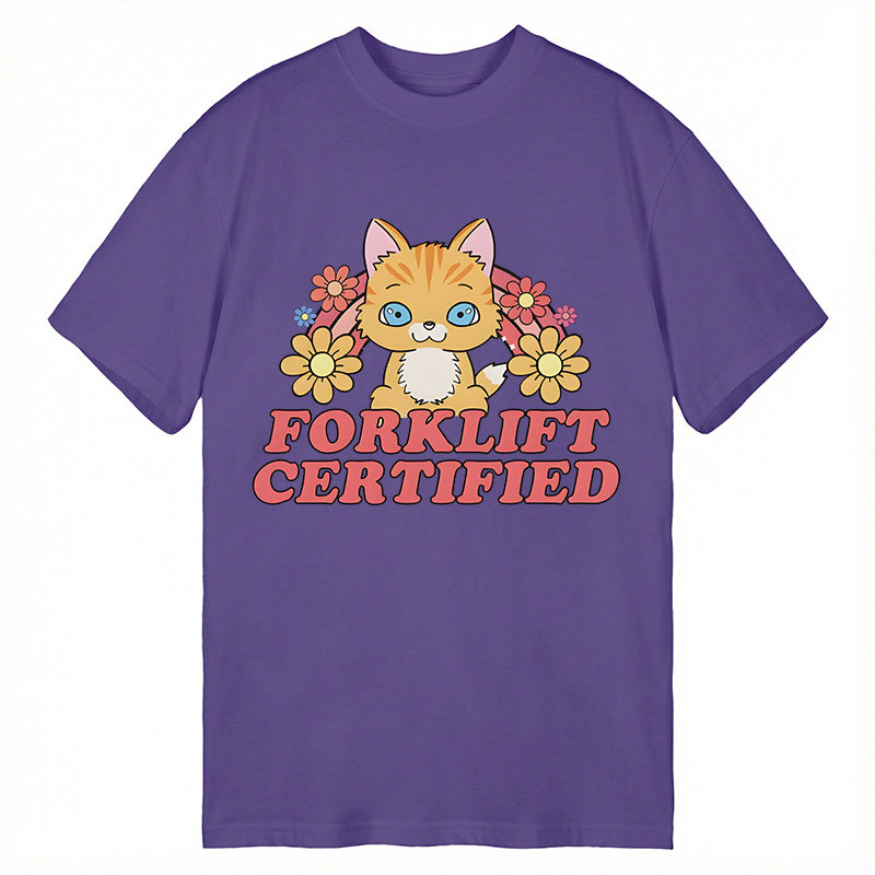 Modecanvas Forklift Certified Cat Meme DTG Printing Classic T-Shirt-modecanvas