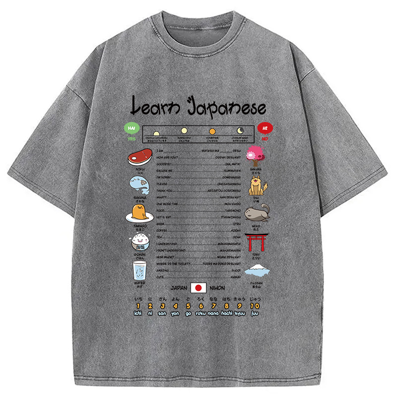 Modecanvas Learn Japanese Washed T-Shirt