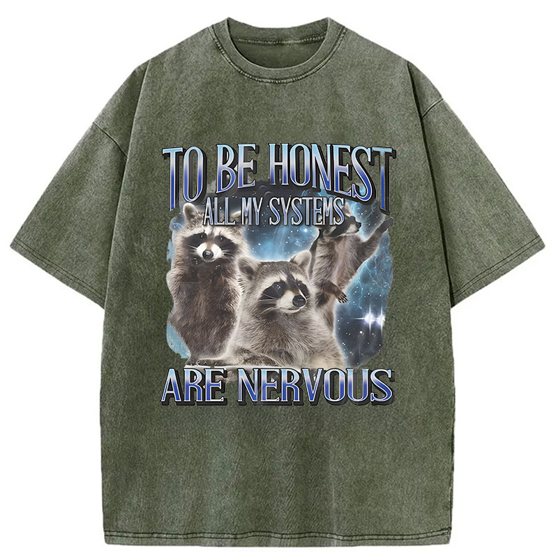 Modecanvas To Be Honest All My Systems Are Nervous DTG Printing Washed T-Shirt