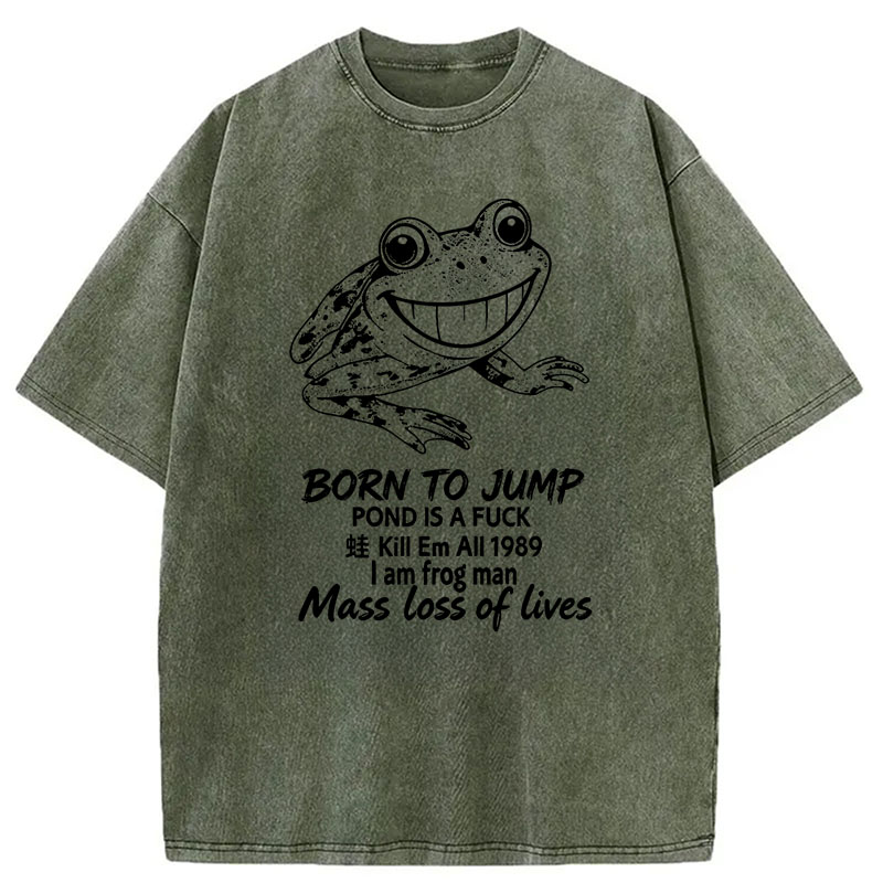 Modecanvas Born To Jump DTG Printing Washed T-Shirt