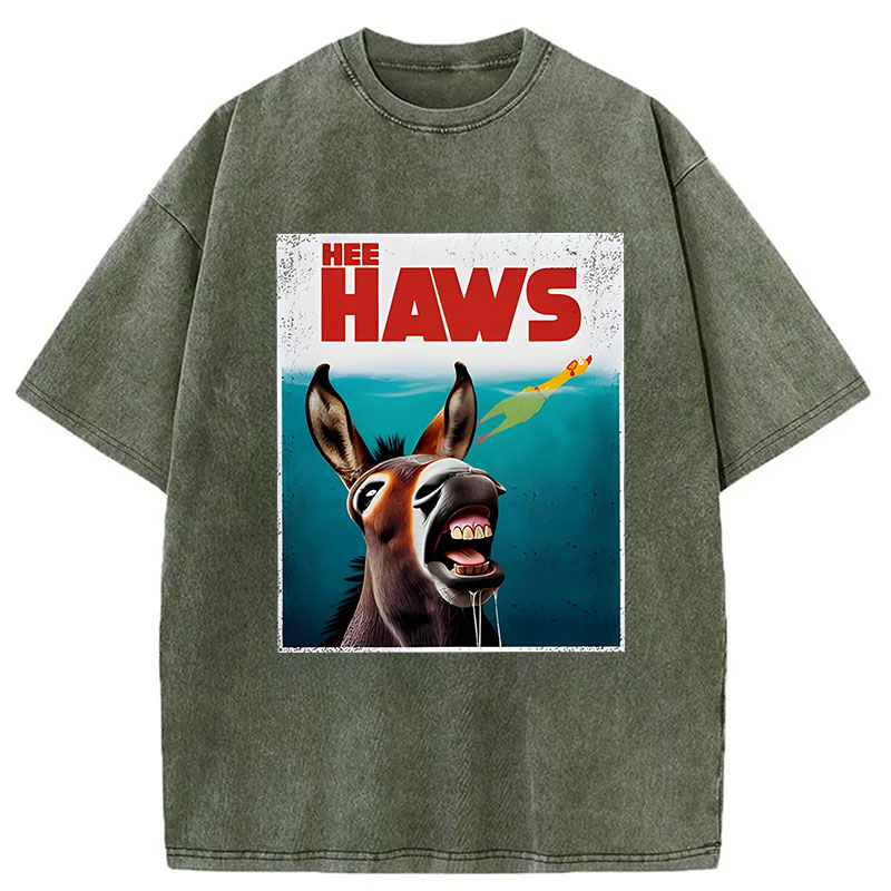 Modecanvas Funny Donkey And Rubber Chicken DTG Printing Washed T-Shirt