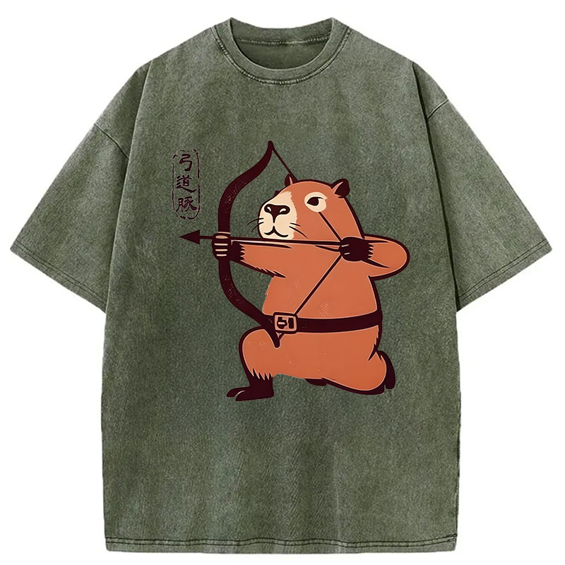 Modecanvas The Capybara Archer DTG Printing Washed T-Shirt